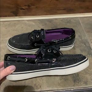 Sperry Black Sequin boat shoes